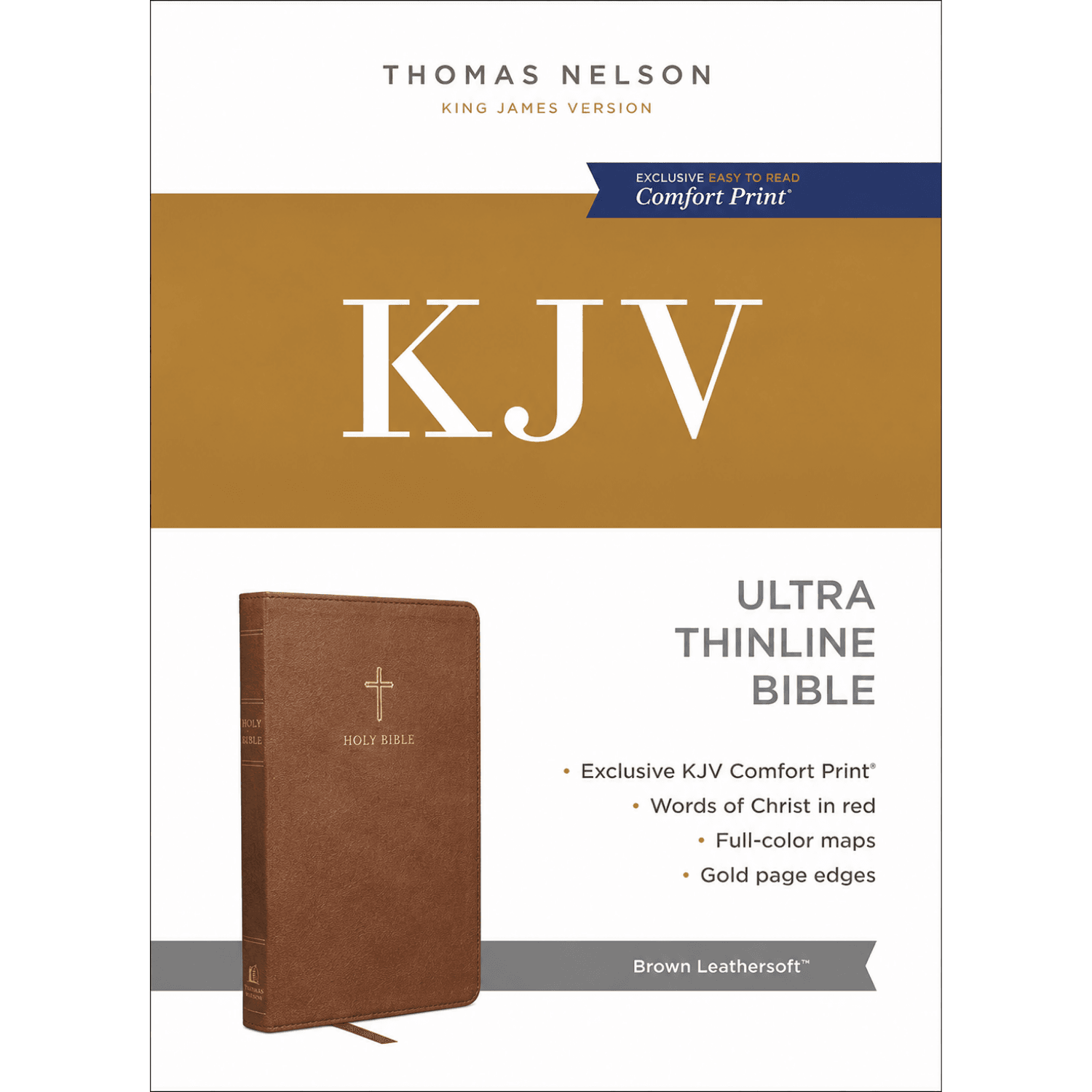 KJV Holy Bible: Ultra Thinline, Brown Leathersoft, Red Letter, Comfort Print