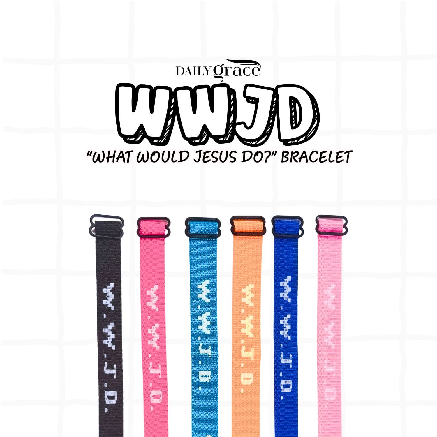 WWJD Colored Wristband Set of 6