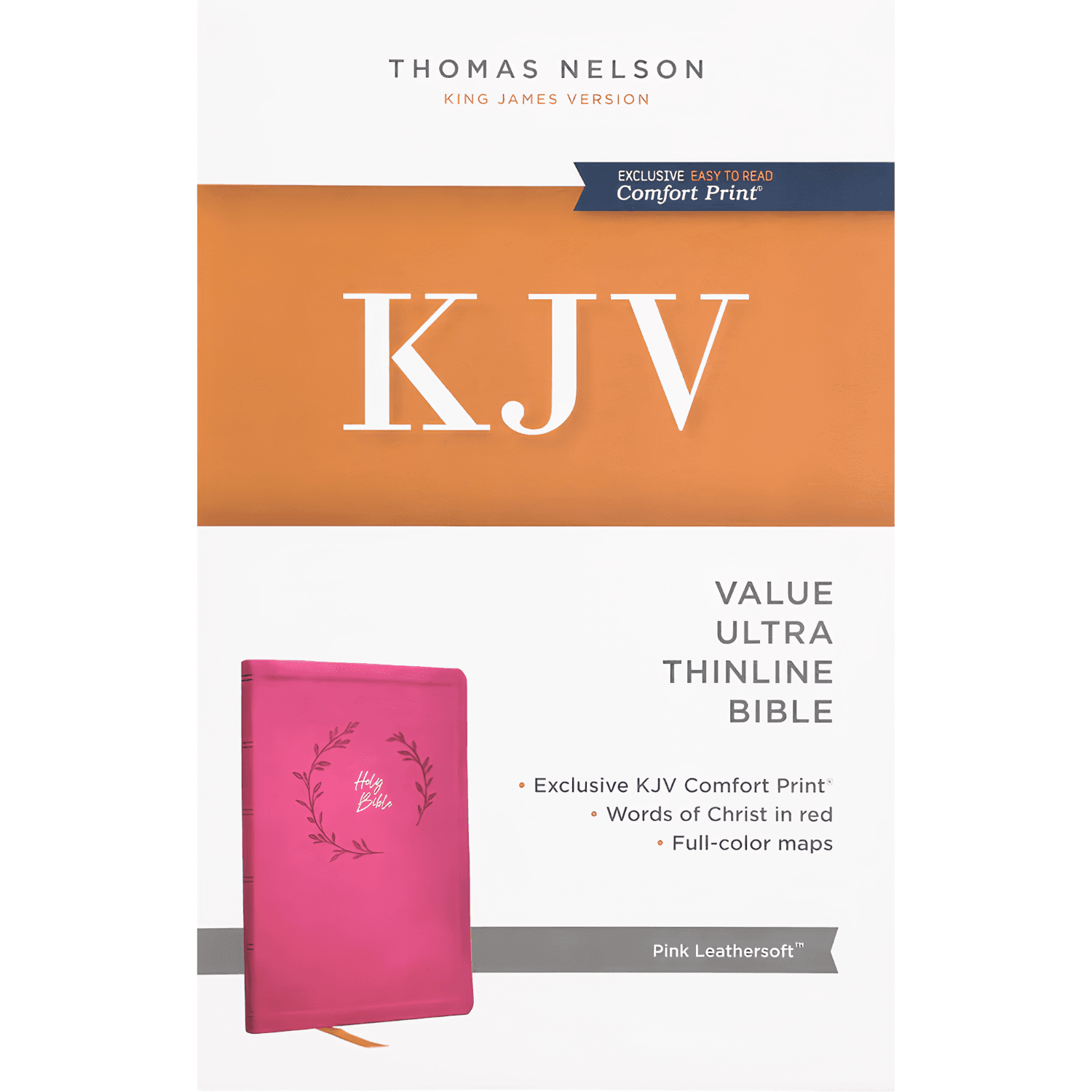 KJV Holy Bible: Value Ultra Thinline, Pink Leathersoft, Red Letter, Comfort Print