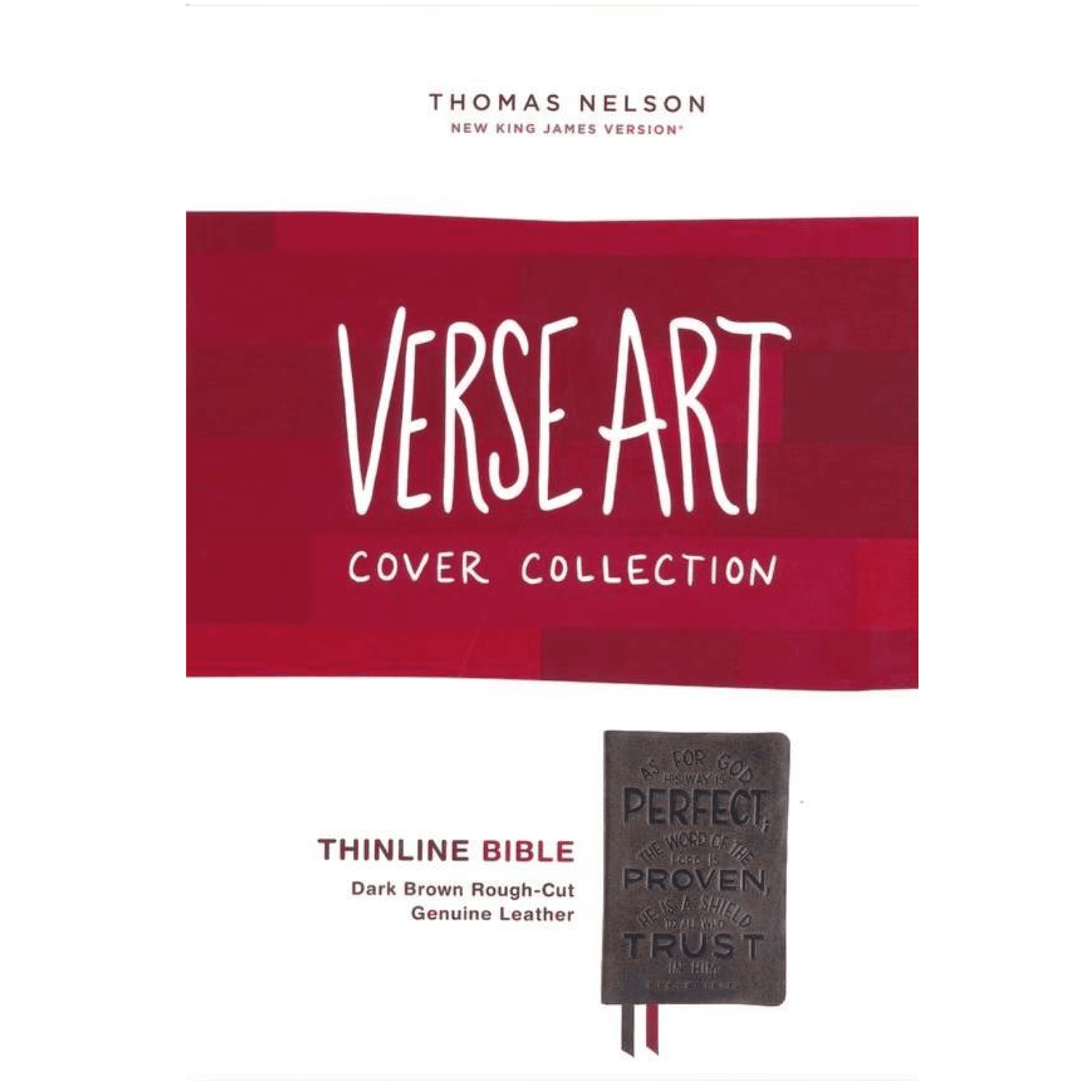 NKJV, Thinline Bible, Verse Art Cover Collection, Genuine Leather, Brown, Red Letter