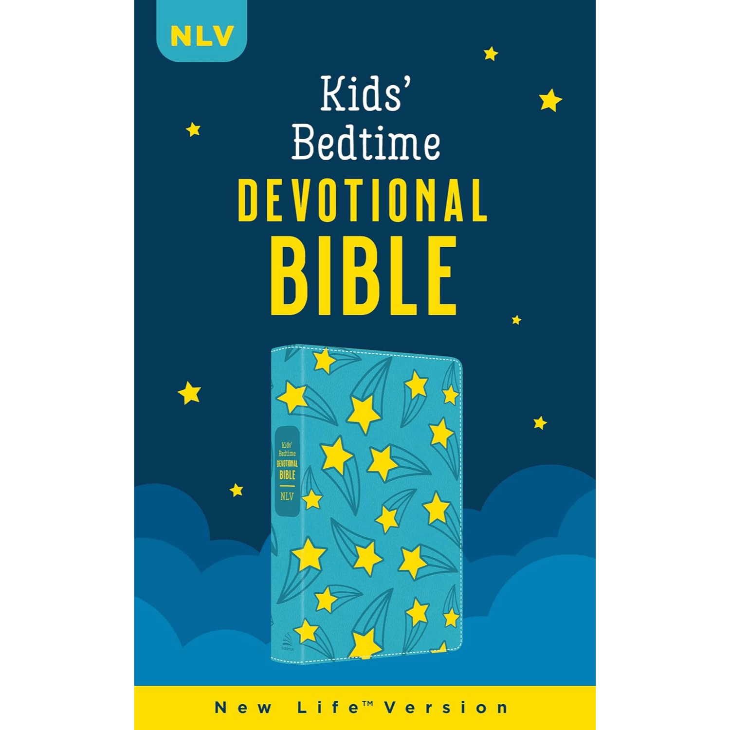 NLV The Kids' Bedtime Devotional Bible Aqua Stars, Leather Imitation