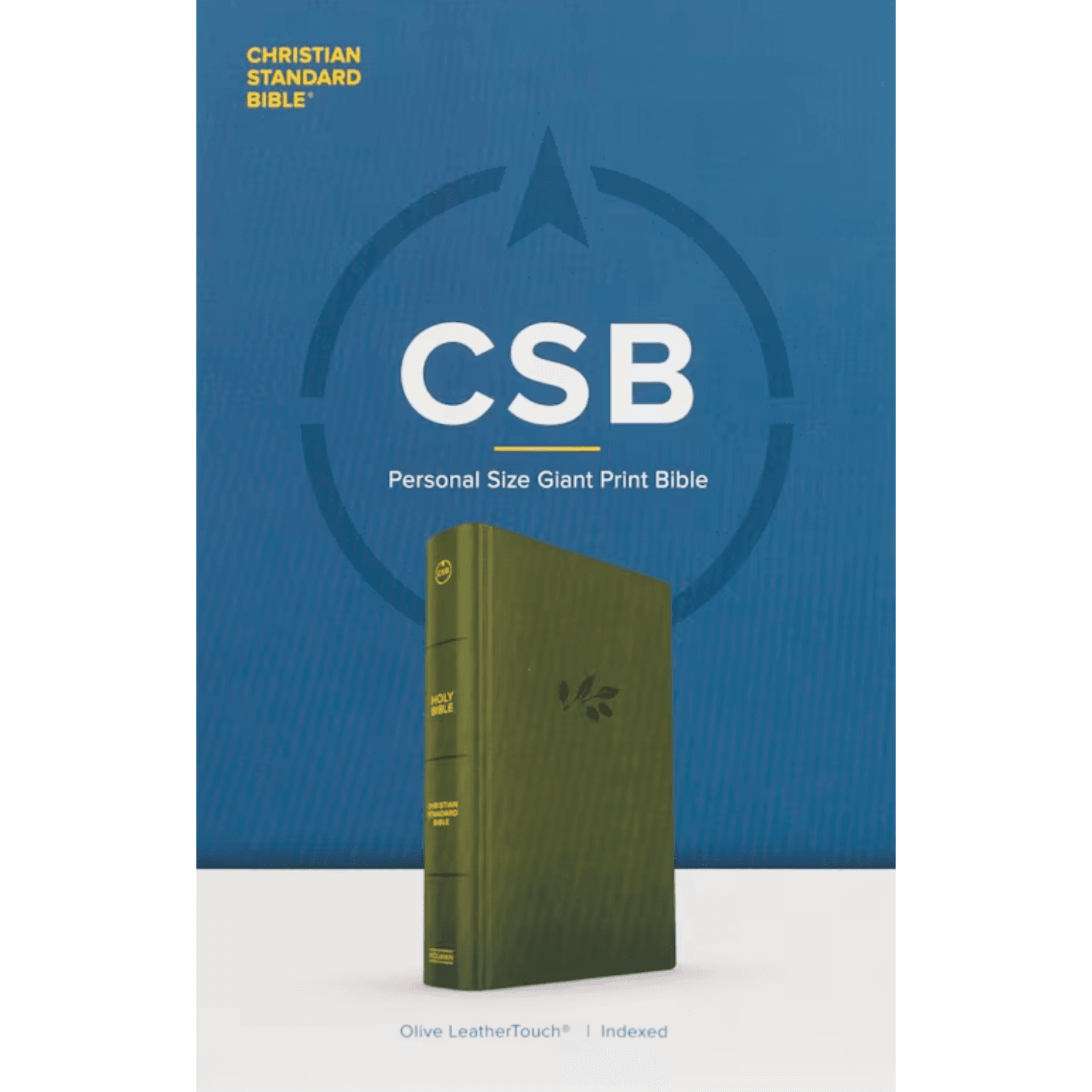 CSB Personal Size Giant Print Bible, Olive LeatherTouch, Indexed, Red Letter