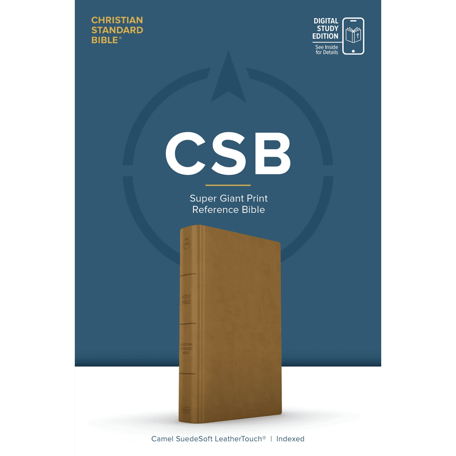 CSB Super Giant Print Reference Bible, Digital Study Edition, Camel, SuedeSoft LeatherTouch, Indexed, Red Letter